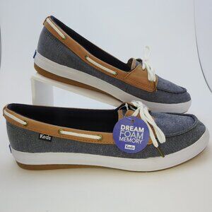 Keds Chambray and Taupe Dream Foam Boat Shoes Sz 9